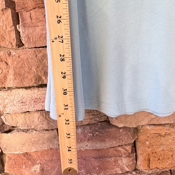 PJ Harlow Medium Blue Pajama Set Supima Cotton Modal Ribbed Top & Satin Pants - Picture 12 of 14